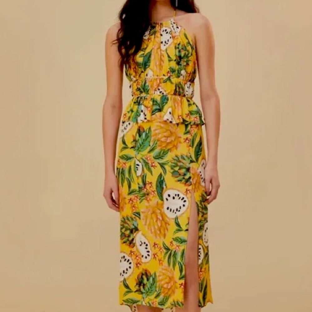 NWT Farm Rio Yellow Biriba Midi Dress Medium